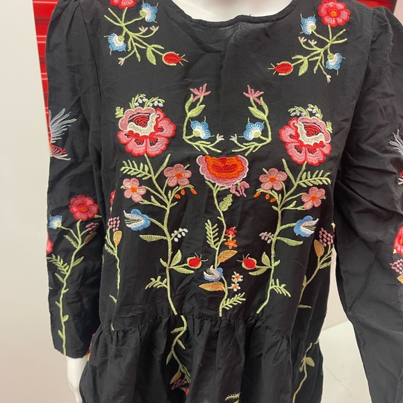 Zara Black Dress with Red Floral Detail - Picture 6 of 7